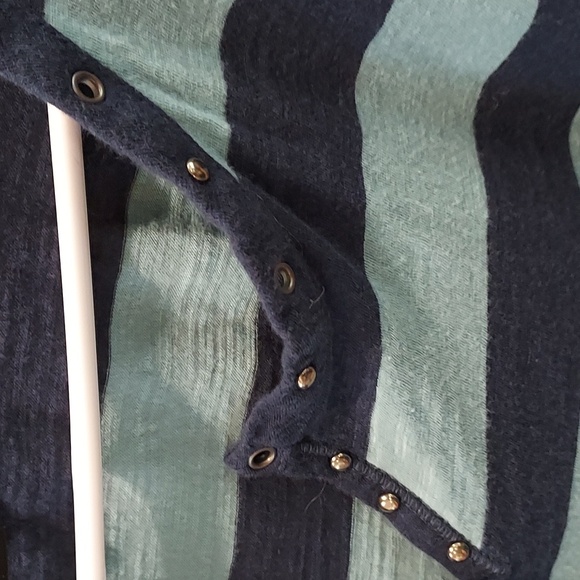Calvin Klein Jeans Light/ Dark Blue Striped Shirt w/ Rivet and Bead Accents XL - Picture 2 of 13